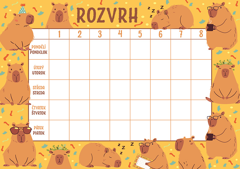 Rozvrh hodin - Kapybary