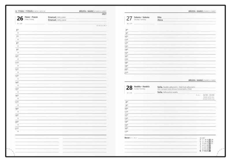 Denní diář 2027 Baloušek Adam Vivella B6 okrová