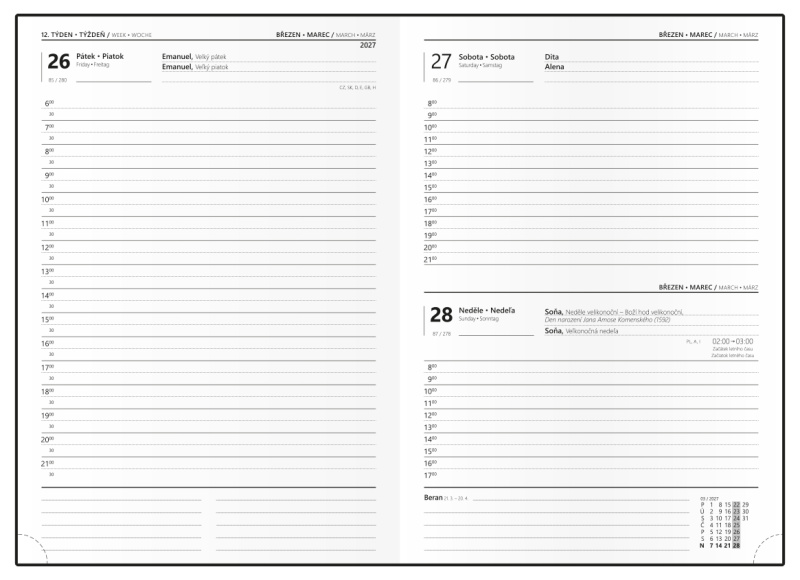 Denní diář 2027 Baloušek David Vivella A5 jasně zelená