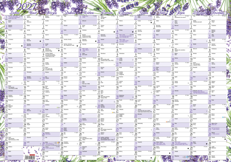 Nástěnný roční kalendář 2027 Baloušek Levandule