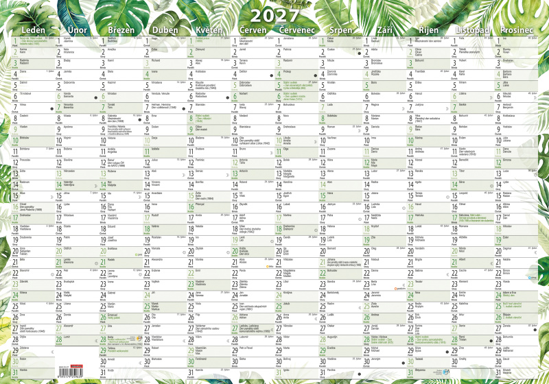 Nástěnný roční kalendář 2027 Baloušek Listy