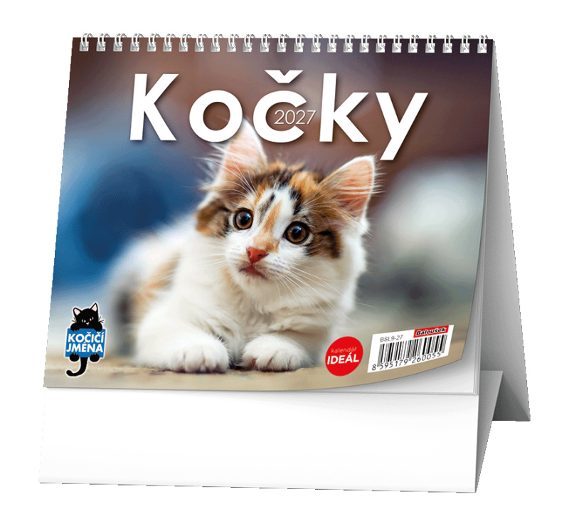 Stolní kalendář 2027 Baloušek IDEÁL Kočky /s kočičími jmény/