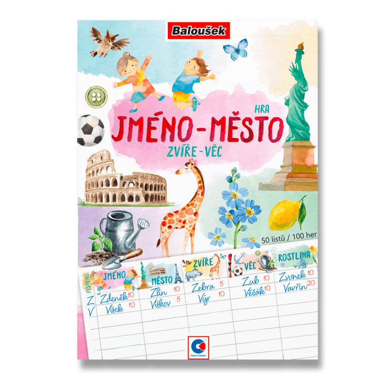 Herní blok A5 - Jméno, město, zvíře, věc