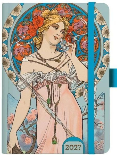 Denní diář 2027 Baloušek A5 Alfons Mucha modrý