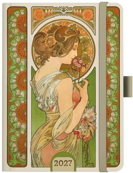 Denní diář 2027 Baloušek A5 Alfons Mucha zelený