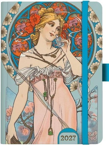 Týdenní diář 2027 Baloušek A5 Alfons Mucha modrý