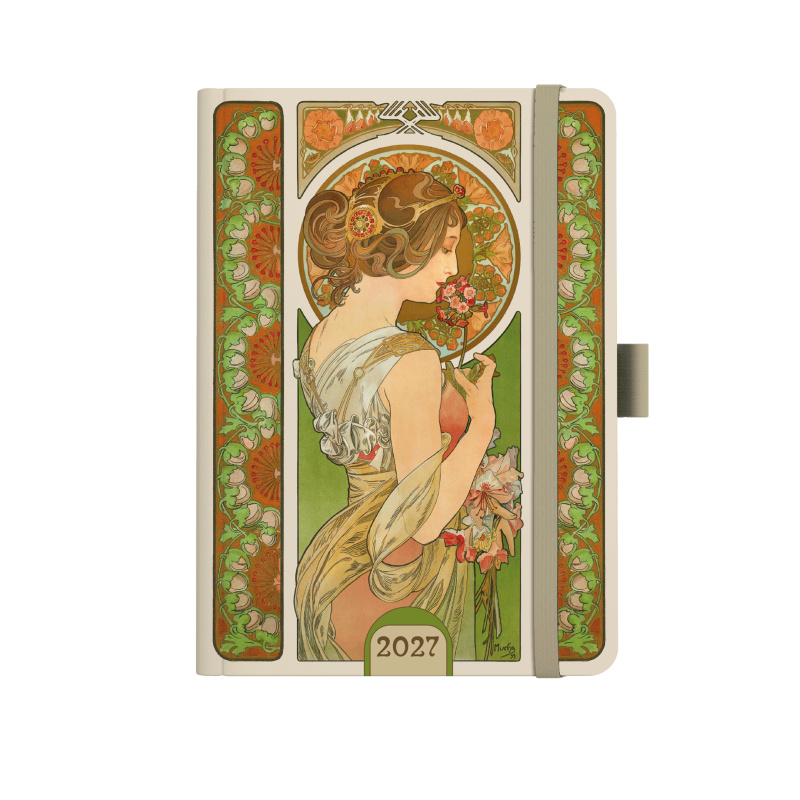 Týdenní diář 2027 Baloušek A5 Alfons Mucha zelený