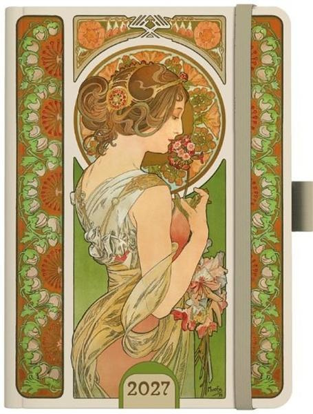 Týdenní diář 2027 Baloušek A5 Alfons Mucha zelený