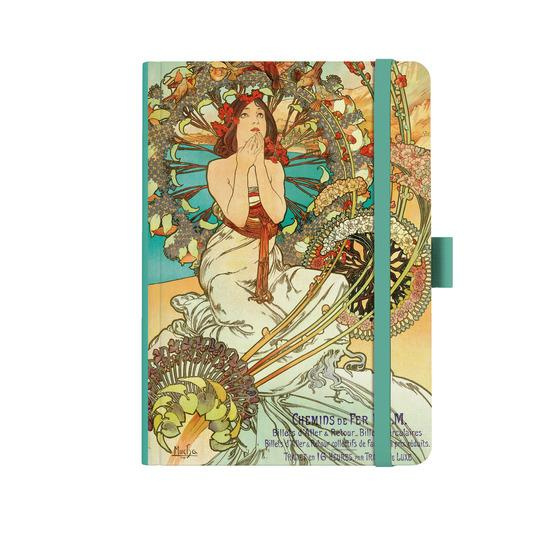 Notes tečkovaný A5 Baloušek Premium 120g Alfons Mucha tyrkysový