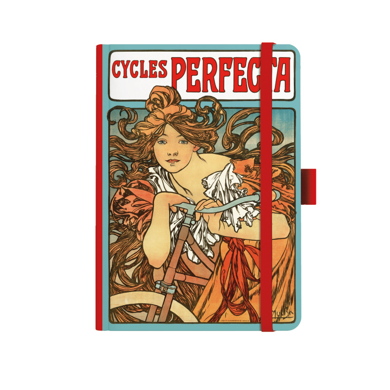 Notes tečkovaný A5 Baloušek Premium 120g Alfons Mucha červený