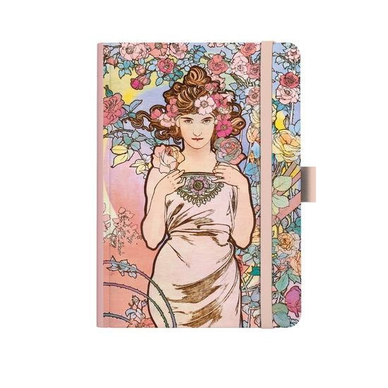 Notes linkovaný A5 Baloušek Premium 120g Alfons Mucha růžový