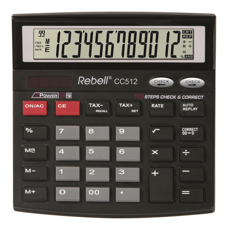 Stolní kalkulačka Rebell CC512 BX - 12-míst, nakloněný display, černá