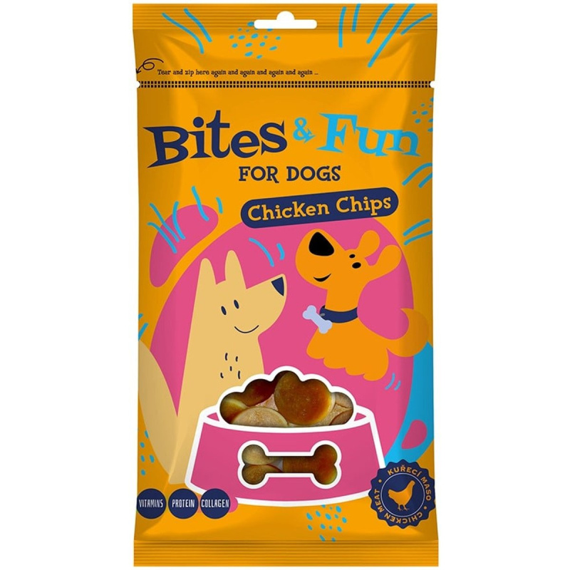Akinu Bites & Fun kuřecí chipsy pamlsek pro psy