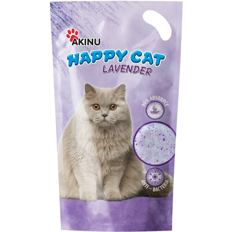 Akinu Happy Cat Silikagel podestýlka pro kočky levandule
