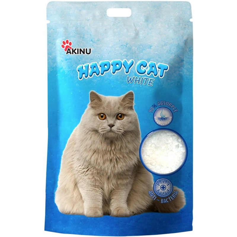 Akinu Happy Cat Silikagel podestýlka pro kočky bílá