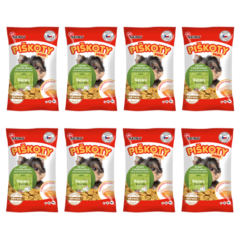 Akinu Mini piškoty s vápníkem pamlsek pro psy 8 x 120 g