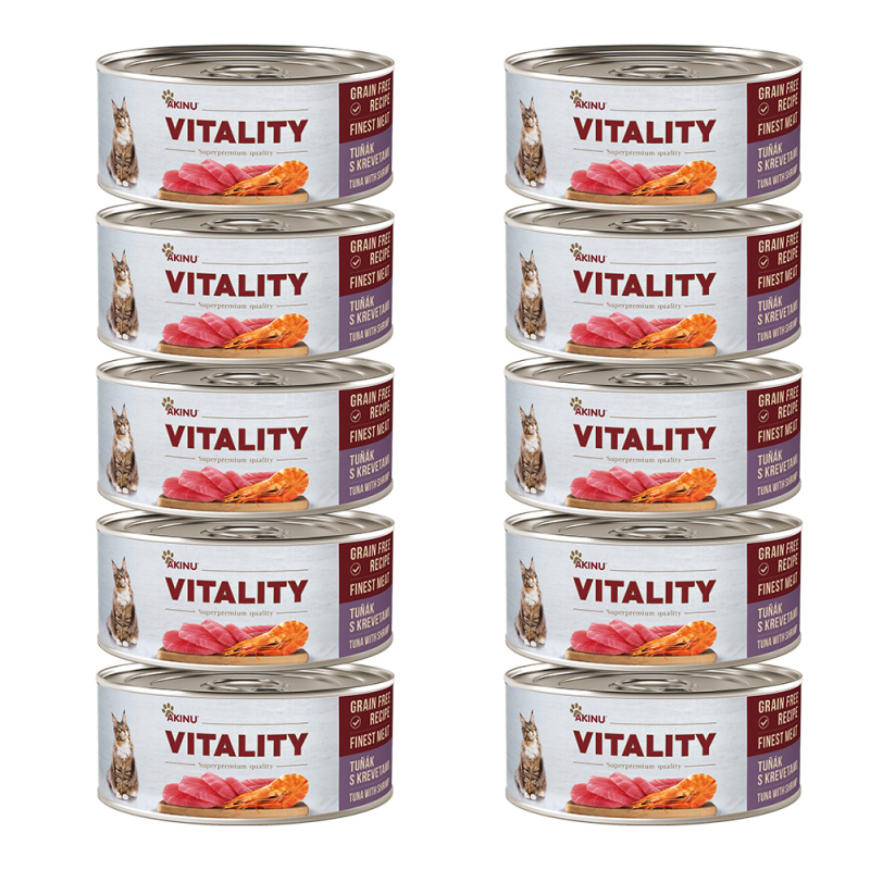 Akinu VITALITY Tuňák & krevety konzerva pro kočky 10 x 70 g