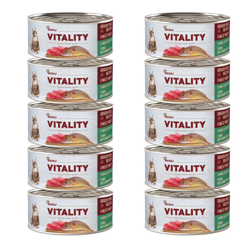 Akinu VITALITY Tuňák & síh konzerva pro kočky 10 x 70 g