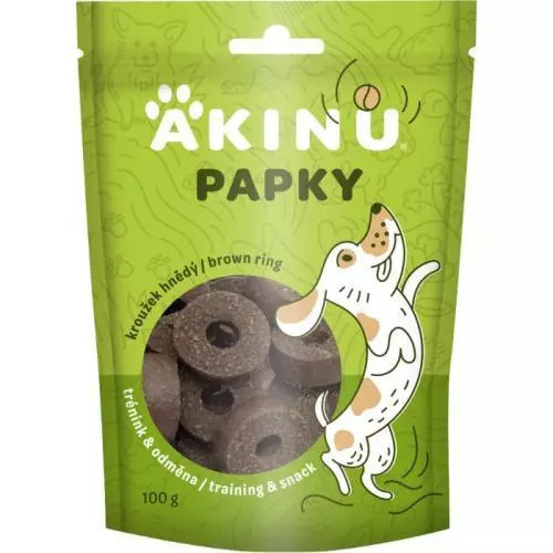 Akinu papky pamlsky kroužek hnědý 100g