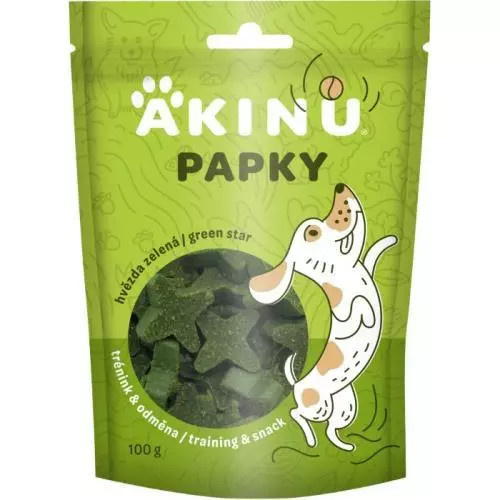 Akinu papky pamlsky hvězda zelená 100g