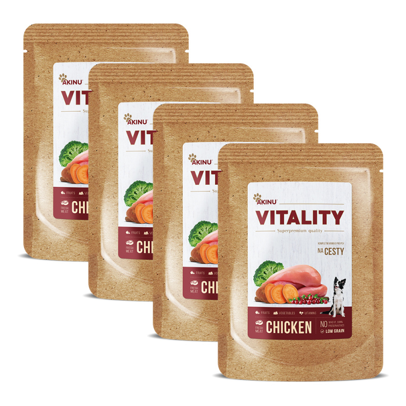 Akinu VITALITY na cesty kuřecí pro psy 4 x 150 g