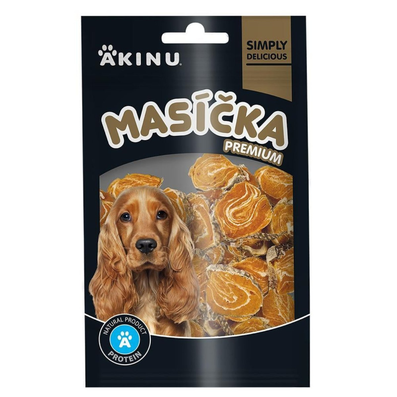 Akinu Masíčka Premium pamlsky losos kolečka s kůží pro psy
