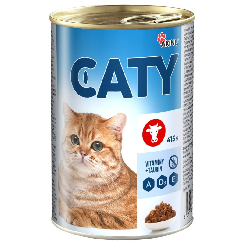 Akinu Caty kousky v omáčce s hovězím pro kočky