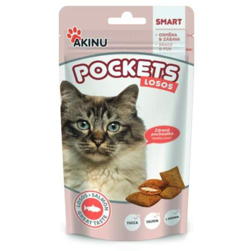 Akinu Pockets lososové polštářky pro kočky 40g