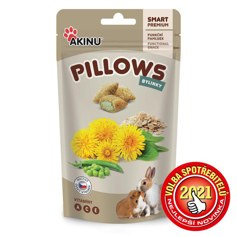 Akinu PILLOWS Polštářky s bylinkami pamlsek pro hlodavce 40 g