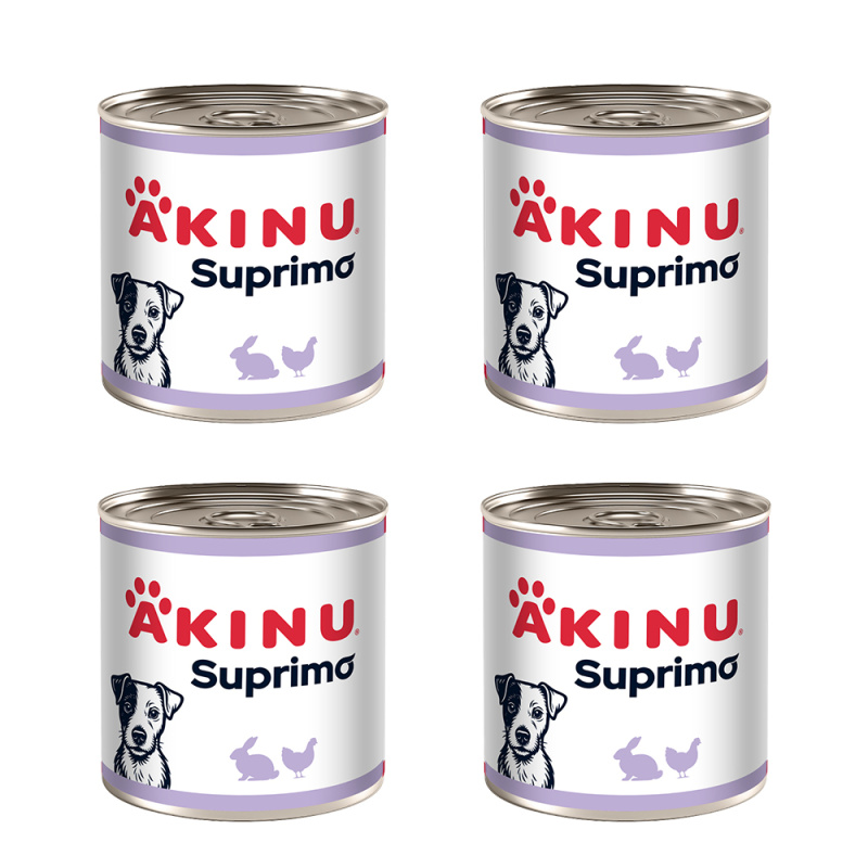 Akinu SUPRIMO Mleté s králičím konzerva pro psy 400 g MTP 4 ks