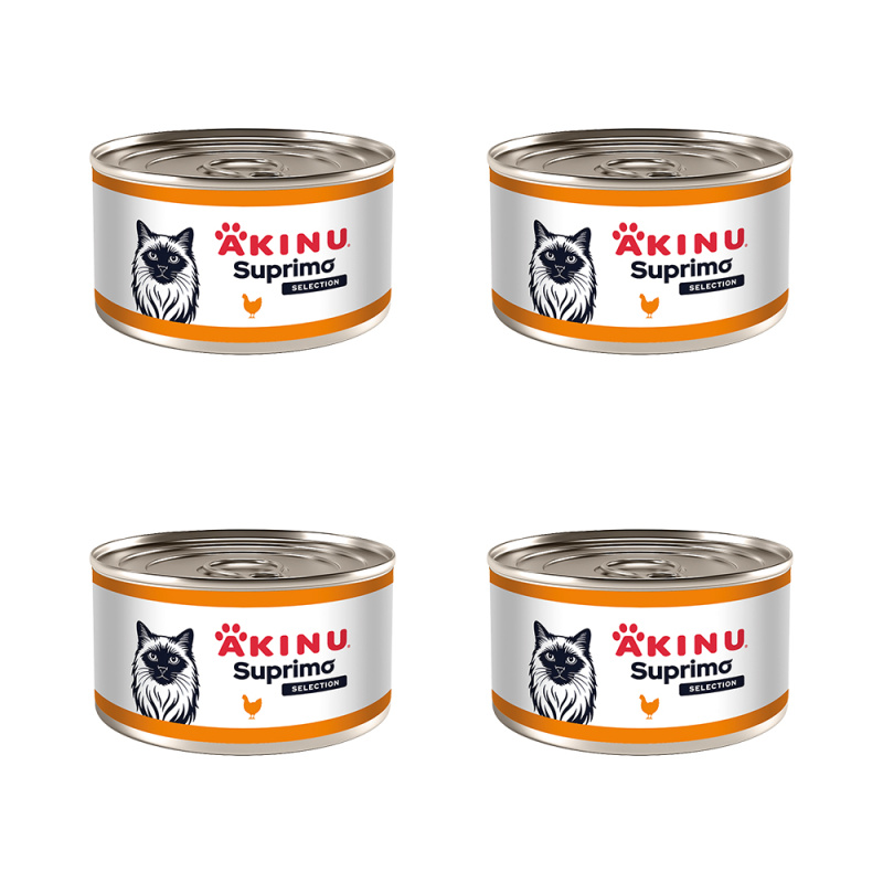 Akinu SUPRIMO SELECTION Kuřecí svalovina bez kosti konzerva pro kočky 200 g MTP 4 ks