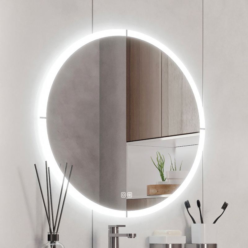 Nimco Kulaté LED zrcadlo 28W, ø 60 cm se dvěma dotykovými senzory