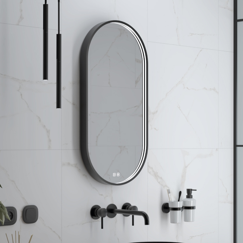 Zrcadlo se senzorem Nimco 45x90 cm černá matná ZPC32003LVX90