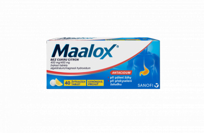 MAALOX BEZ CUKRU CITRON 400MG/400MG žvýkací tableta 40