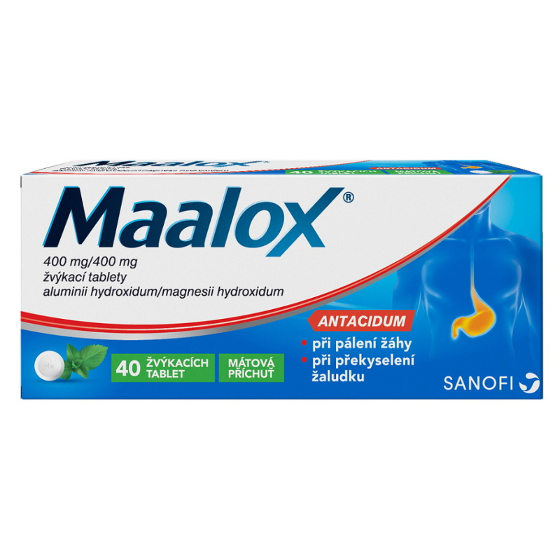 MAALOX 400MG/400MG žvýkací tableta 40