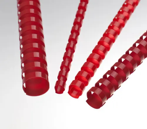 Plastový hřbet pro kroužkový vazač - průměr 10 mm, 100 ks, červený