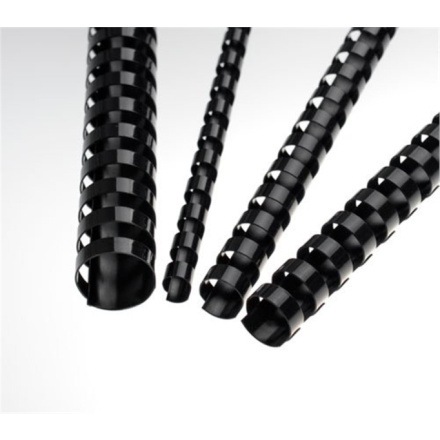 Plastový hřbet pro kroužkový vazač - průměr 14 mm, 100 ks, černý