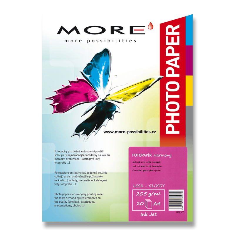 More Harmony Glossy - lesklý fotopapír - A4, 205 g, 20 listů