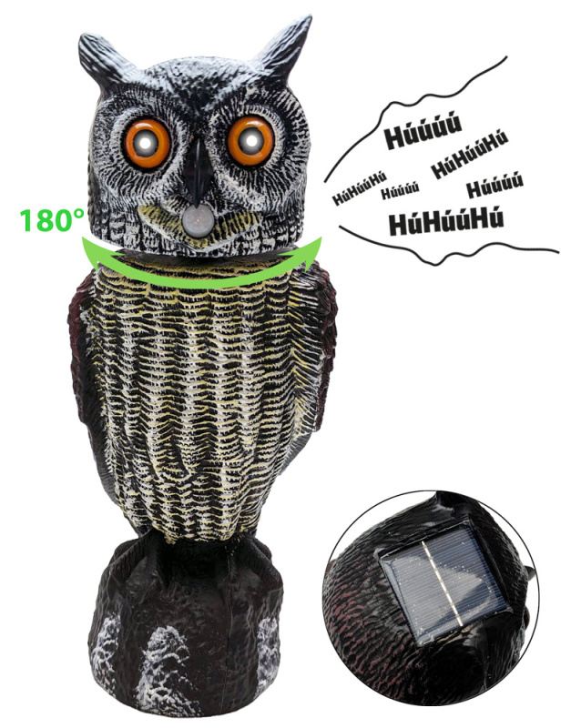Garden King Solární plašič ptáků SONIC 3v1, sova plastová 42 cm SD600