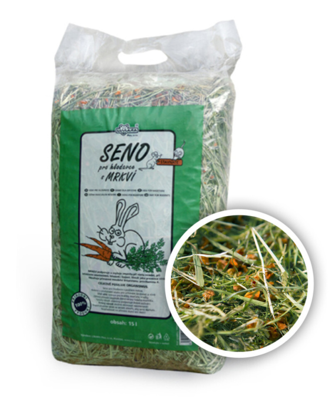 Seno pro hlodavce s příchutí karotky, 6 x 15l