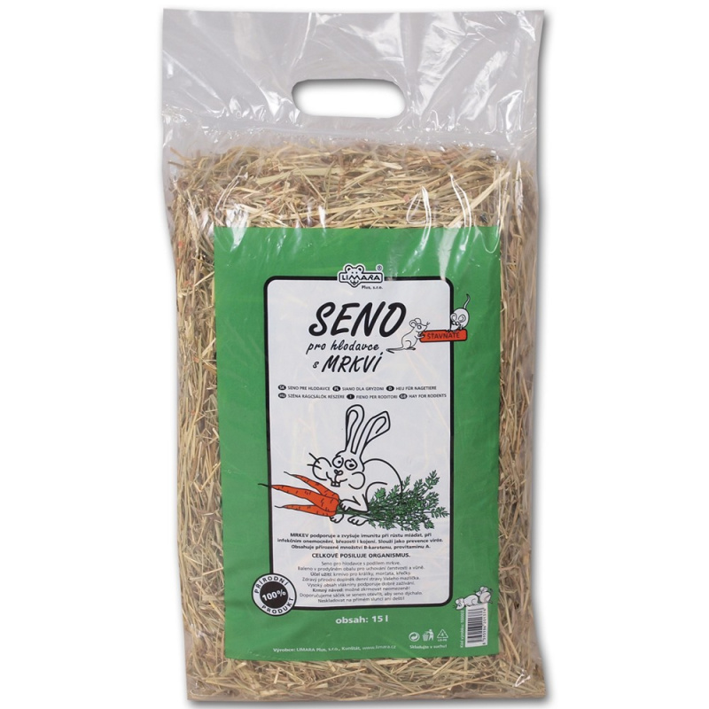 Seno pro hlodavce s příchutí karotky, 6 x 15l