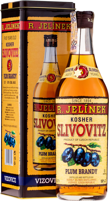 Rudolf Jelínek Slivovice Kosher Slivovitz 5 yo Zlatá R.Jelínek tuba 50 % 0,7 l
