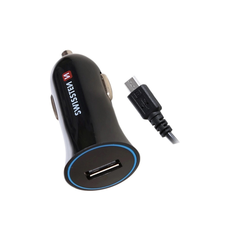 SWISSTEN Nabíječka USB-A 12/24V, 1 A, kabel Micro USB