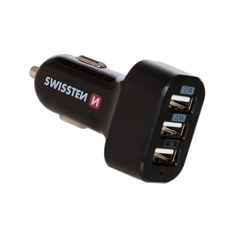 SWISSTEN Nabíječka USB-A 12/24V, 5,2 A, 3x USB-A