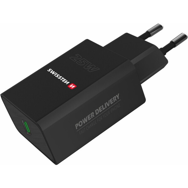 SWISSTEN SÍŤOVÝ ADAPTÉR PD 25W PRO IPHONE A SAMSUNG Černá