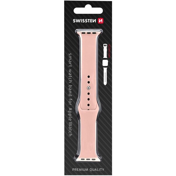 SWISSTEN ŘEMÍNEK PRO APPLE WATCH SILIKONOVÝ 42-44 mm Pískově růžová
