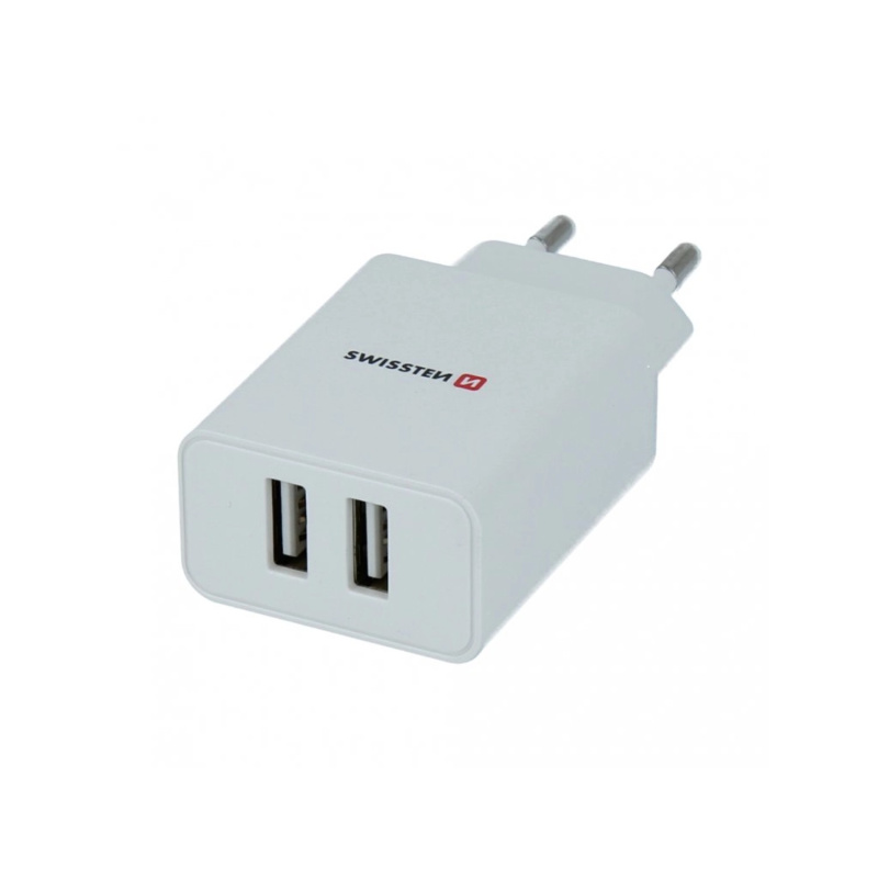 Swissten Síťový adaptér Smart IC 2x USB, 10 W, bílý