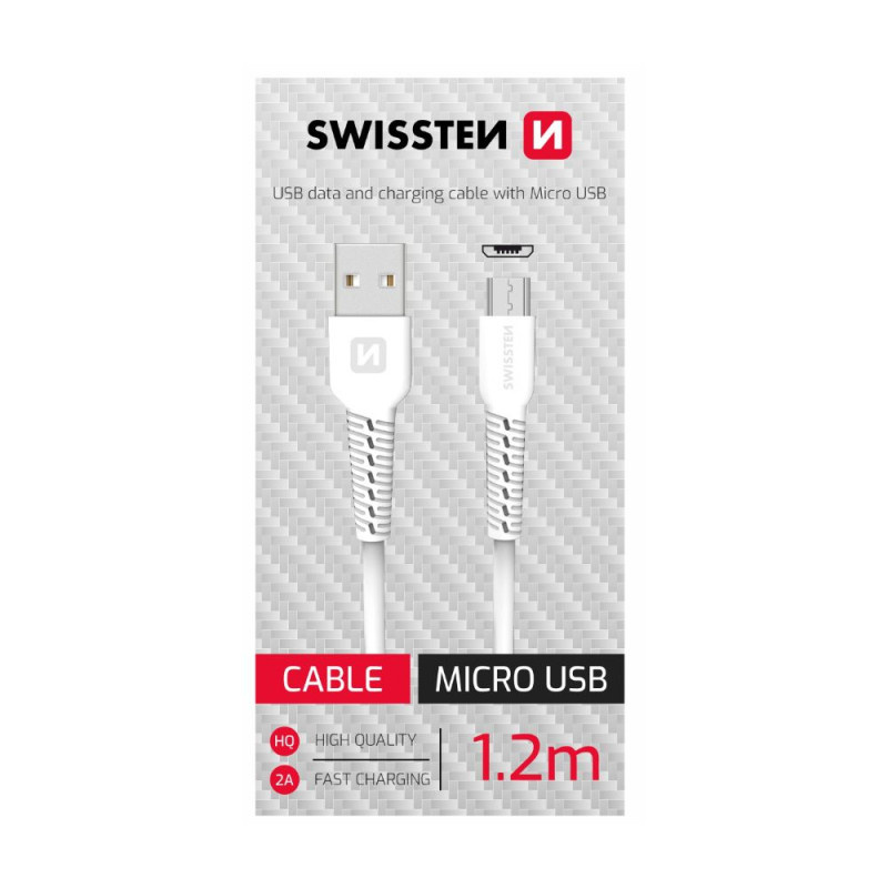 Swissten Datový kabel USB/Micro USB bílý 1,2 m