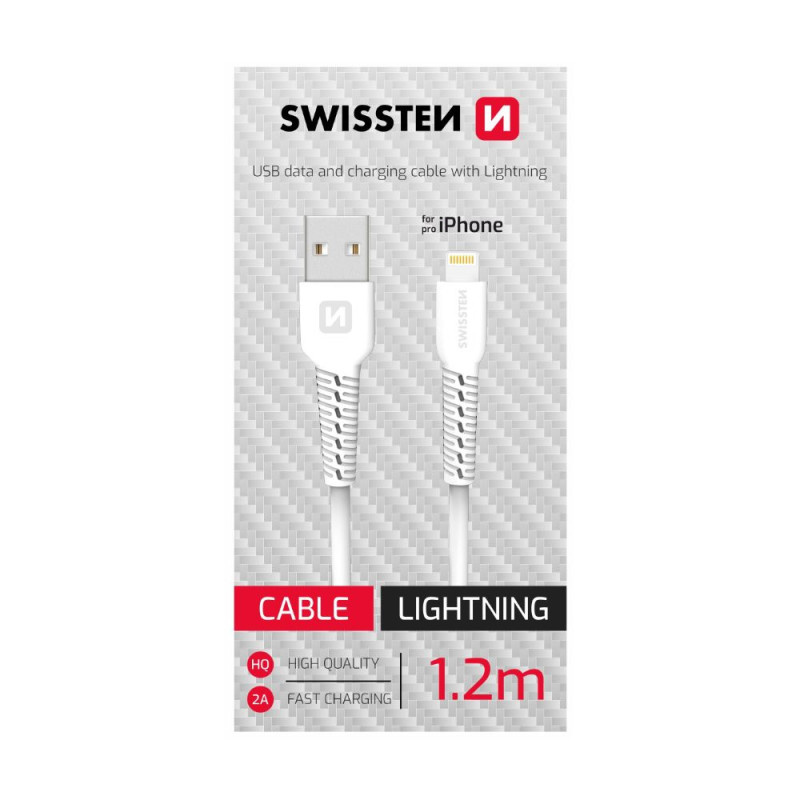 Swissten Datový kabel USB/Lightning bílý 1,2m