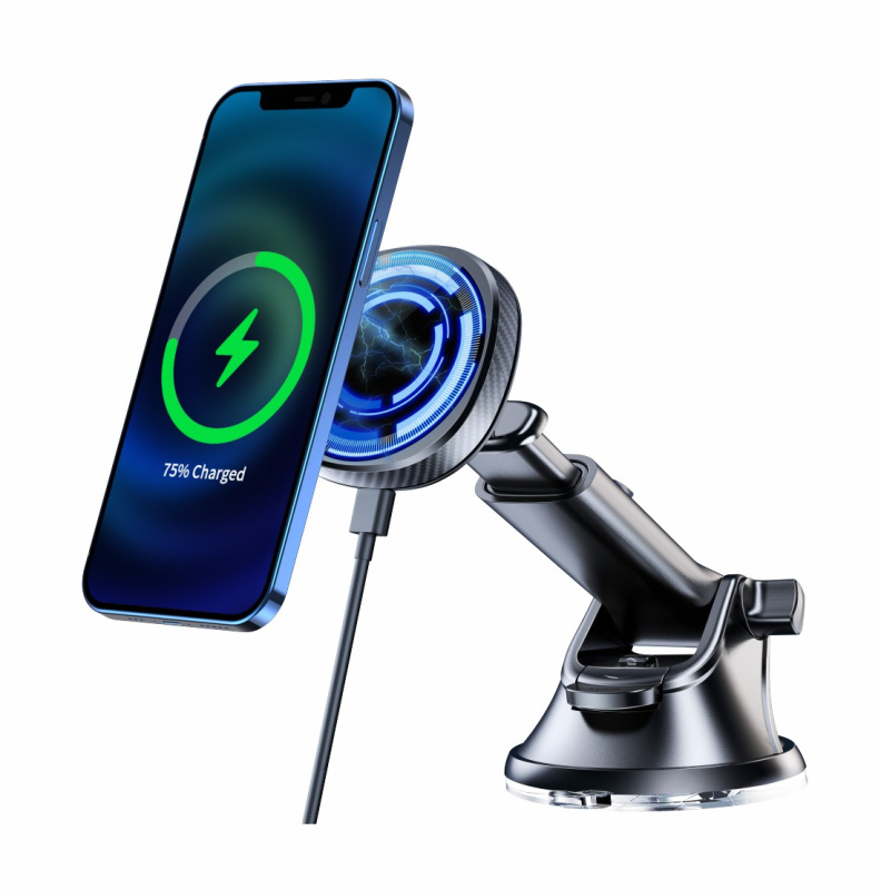 Držák telefonu s bezdrátovou nabíječkou (MagSafe, s přísavkou, teleskopický)
